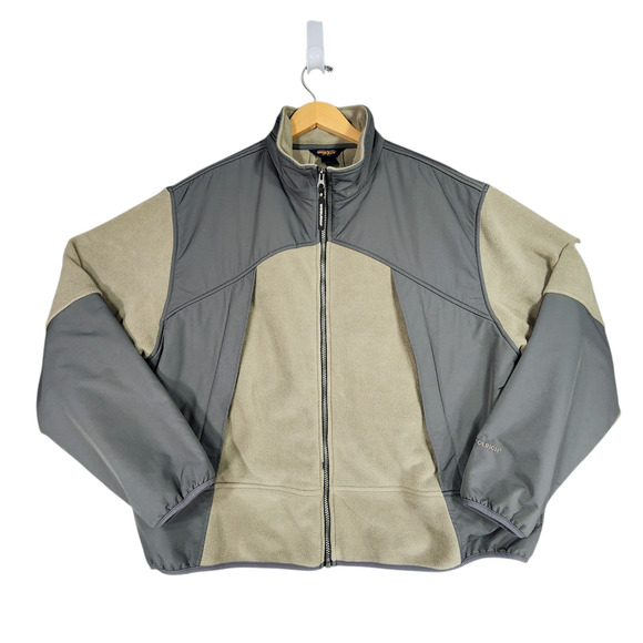 Vtg Woolrich Jacket XL Men Fleece Ripstop Sleeve John Rich Bros Ash Gray Tan SEE - Picture 1 of 16